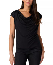 Load image into Gallery viewer, Draped neck sleeveless knit top w/ lace
