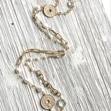 Load image into Gallery viewer, French Coin Necklace Paris France Matte Gold