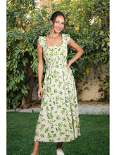 Load image into Gallery viewer, Shoulder Strap Leaves Print 100% Cotton Maxi Dress