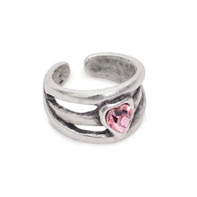 Load image into Gallery viewer, Handmade Pink Heart Crystal Brass Ring - 6922