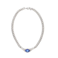 Load image into Gallery viewer, Handmade Blue Crystal Oval Pewter Necklace - 3904
