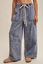 Load image into Gallery viewer, Wide-Leg Denim Drawstring Pants