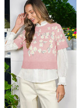 Load image into Gallery viewer, Cozy Floral Jacquard Short Sleeve Knitted sweater