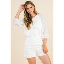 Load image into Gallery viewer, White Fringe Sleeve Knit Top with Textured Balloon Style