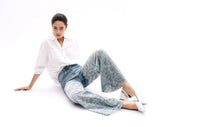 Load image into Gallery viewer, High Rise Wide Leg Jeans with Lace Spliced