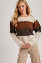 Load image into Gallery viewer, Color Block Brushed Texture Knit Sweater