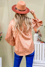Load image into Gallery viewer, Satin Leopard Print Balloon Sleeves Blouse
