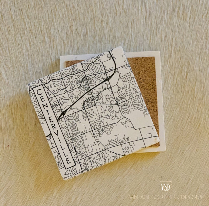 Centerville Street Map Coasters (Set Of 2) Home