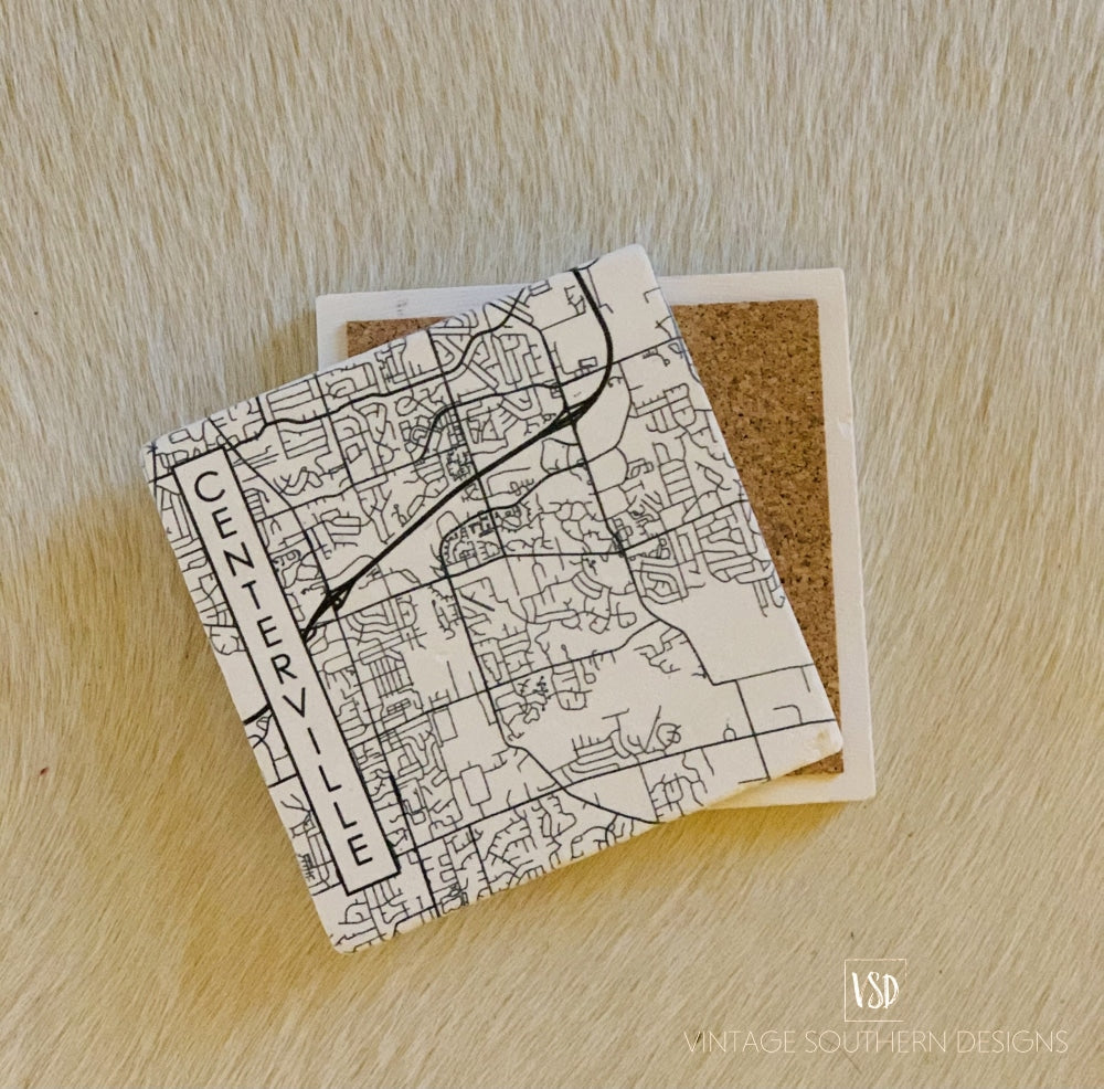 Centerville Street Map Coasters (Set Of 2) Home