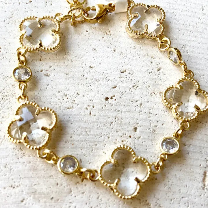 Clover Quatrefoil Crystal Bracelet