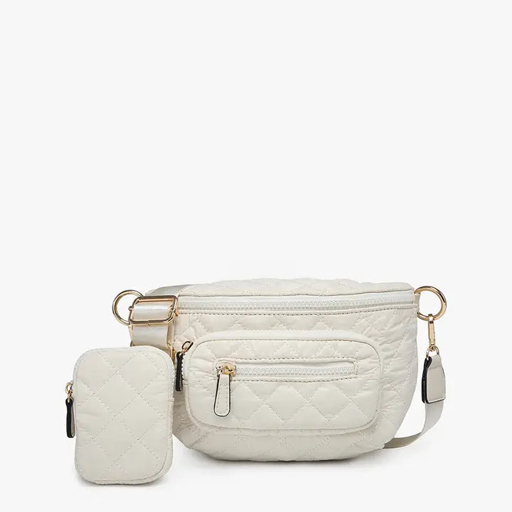 Arianna Quilted Nylon Belt Bag w/ Pouch