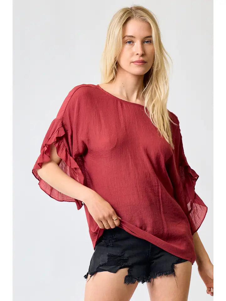 Ruffle Sleeve Blouse