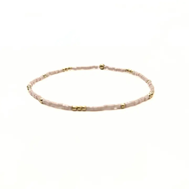 2mm Newport Palest Pink + Gold Filled Waterproof Bracelet