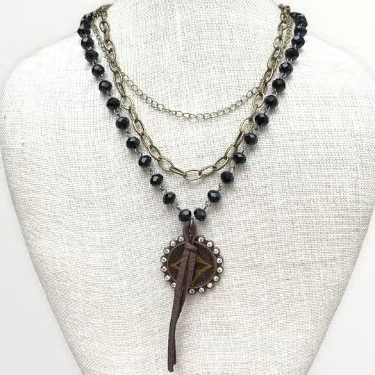 Black Layered Upcycled Necklace