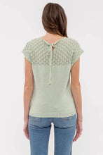 Load image into Gallery viewer, Eyelet Yoke Sweater Knit Top
