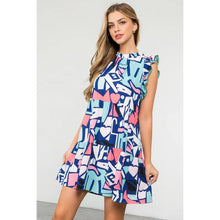 Load image into Gallery viewer, Tiered Pattern Flutter Sleeve Dress
