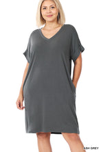 Load image into Gallery viewer, Short Sleeve V-neck Dress - PLUS
