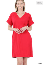 Load image into Gallery viewer, Short Sleeve V-neck Dress - PLUS
