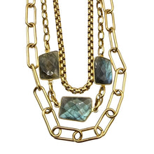 Load image into Gallery viewer, Genuine Gemstone Triple Strand Gold Necklace
