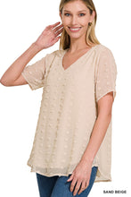 Load image into Gallery viewer, SWISS DOT SHORT SLEEVE V-NECK ROUND HEM TOP
