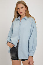 Load image into Gallery viewer, Claire Balloon Sleeve Denim Top
