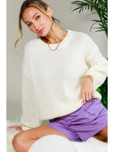 Load image into Gallery viewer, Waffle Knitted Crew Neck Long Balloon Sleeve
