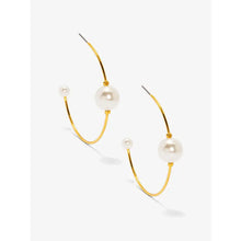 Load image into Gallery viewer, Double Pearl Hoop Earring
