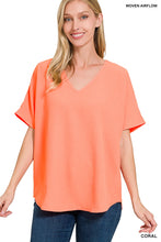 Load image into Gallery viewer, WOVEN AIRFLOW V-NECK SHORT SLEEVE TOP
