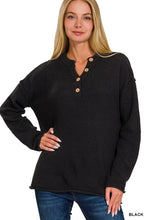 Load image into Gallery viewer, 4 Buttons Henley Neckline Basic Sweater
