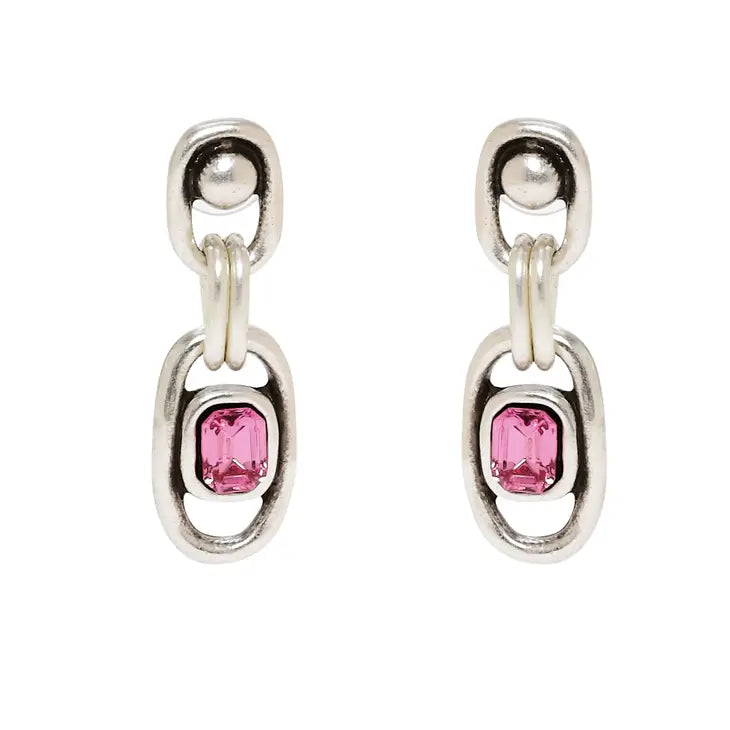 Handmade Crystal Pewter Earrings - 1833 Pink