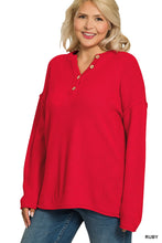 Load image into Gallery viewer, 4 Buttons Henley Neckline Basic Sweater
