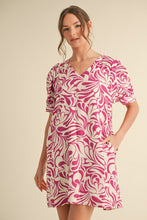 Load image into Gallery viewer, Print Puff Sleeve Dress with Pockets
