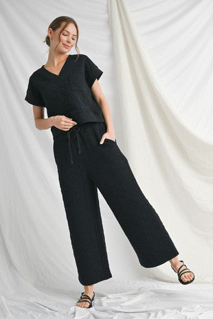 Textured Fabric Top & Pants Sets