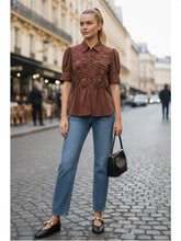 Load image into Gallery viewer, Ruched Front Button Up Blouse
