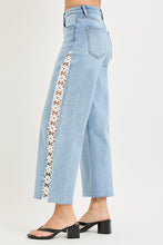Load image into Gallery viewer, High Rise Crop Wide Flower Lace Jeans
