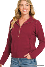Load image into Gallery viewer, Viscose Half Zip High Neck Sweater
