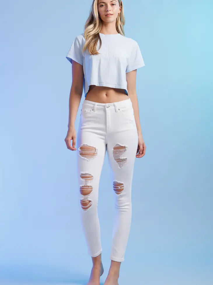High Rise Heavily Destructed Ankle Skinny