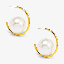 Load image into Gallery viewer, Open Orbit Pearl Hoop Earring
