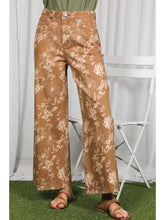 Load image into Gallery viewer, Casual Camel Floral Straight Leg Denim Span Ankle Pants
