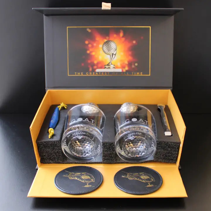 Whiskey Golf Glasses Full Set, Premium Gift Box
