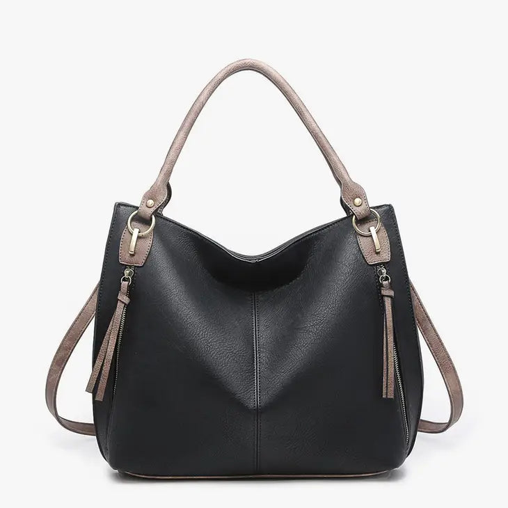 Connar Distressed Side Pocket Tote -Black