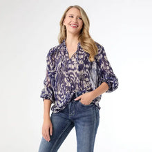 Load image into Gallery viewer, Ravenna Sheer Print V-Neck Blouse
