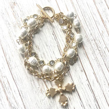 Load image into Gallery viewer, French Vintage Cross Pearl Bracelet
