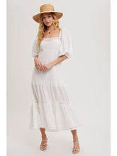 Load image into Gallery viewer, Square Neck Bubble Sleeve Tiered Maxi Dress

