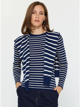 Load image into Gallery viewer, Striped Long Sleeve Sweater W/Faux Cardigan
