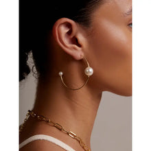 Load image into Gallery viewer, Double Pearl Hoop Earring
