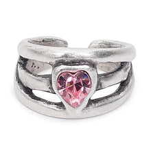 Load image into Gallery viewer, Handmade Pink Heart Crystal Brass Ring - 6922
