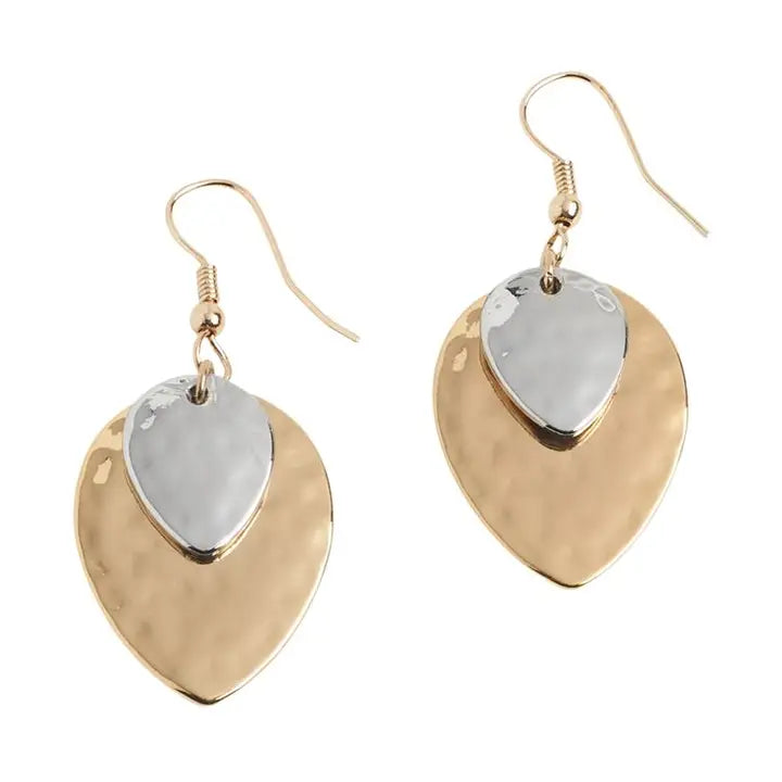 Mixed Metal Pointed Oval Drop