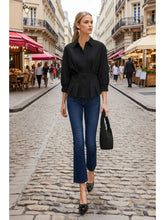 Load image into Gallery viewer, Dart Detail 3/4 Steeve Button Down Blouse
