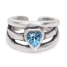 Load image into Gallery viewer, Handmade Blue Heart Crystal Brass Ring - 6923

